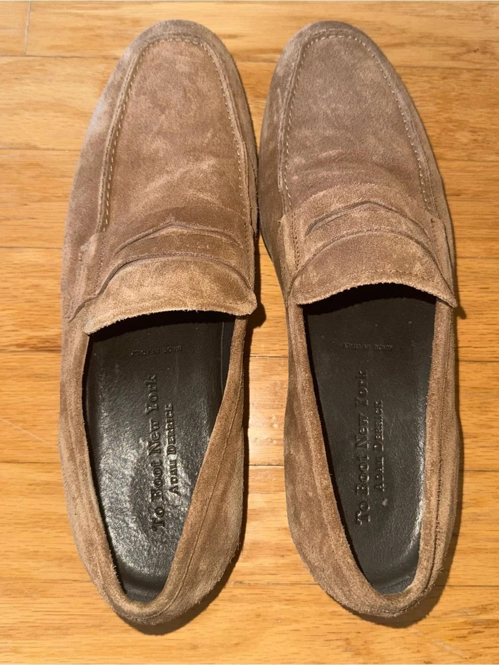 To Boot New York Adam Derrick Suede Penny Loafers NYC Map Sole Tan Brown Italy 8